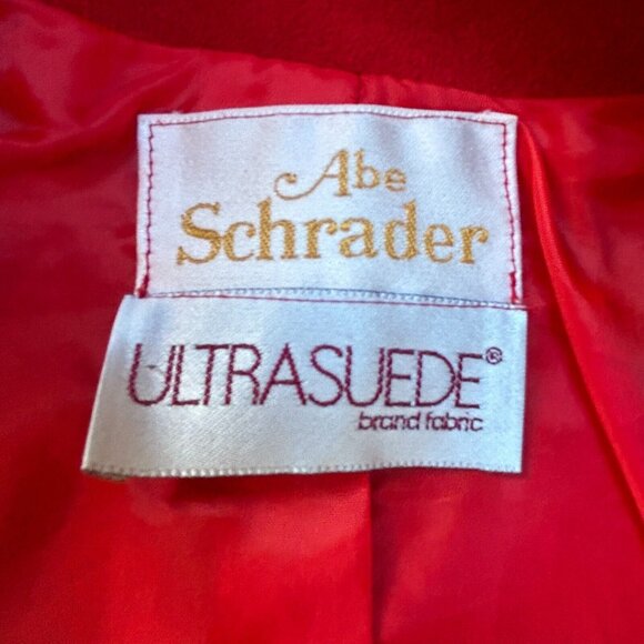 Vintage 1970s Abe Schrader Ultrasuede Three-Button Blazer Jacket Red Lightweight - Picture 7 of 8